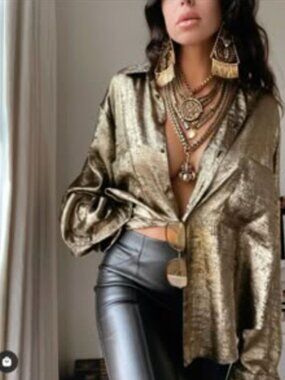 Dylanlex Gold Long Sleeve Blouse in size XXXL